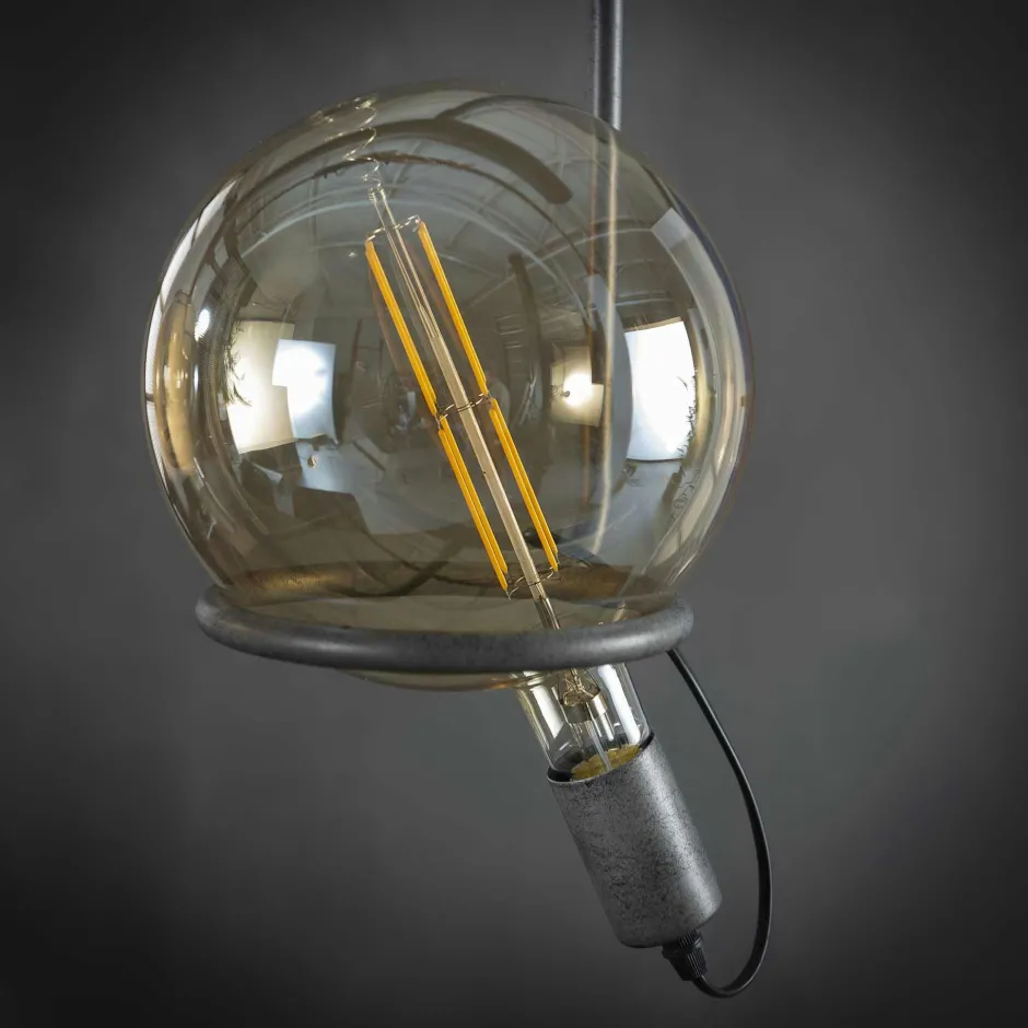 Univers Déco·Loft Industriel|Ampoules|Ampoule globe 20 cm ambré LED filament lumière chaude (E27)