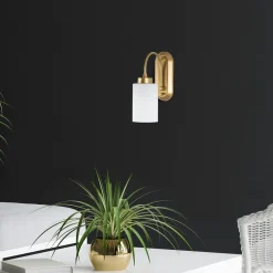 SIERRE Appliques|Applique murale art déco dorée, abat-jour blanc