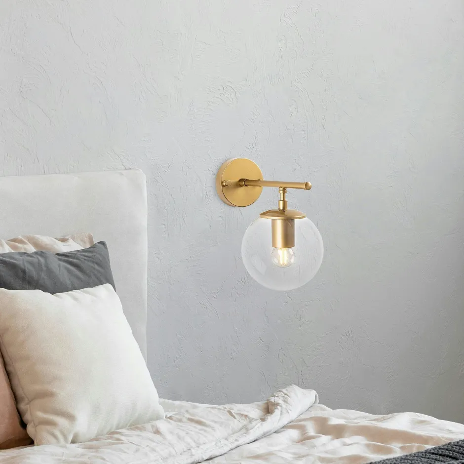 SIERRE Appliques|Applique murale moderne dorée, globe verre sur tige