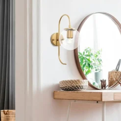 SIERRE Appliques|Applique murale moderne dorée, globe verre tige courbe