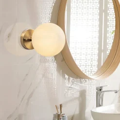 SIERRE Appliques|Applique murale moderne, globe transparent douille dorée