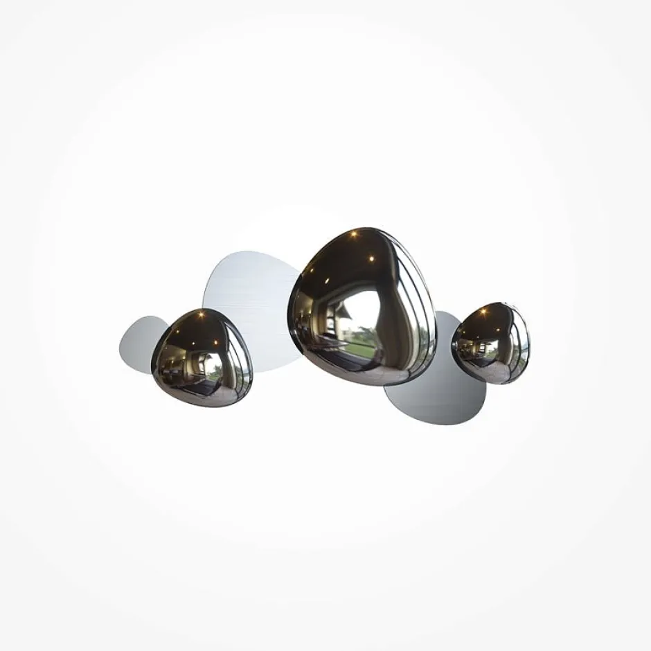 ELY Appliques|Applique murale moderne, galets argent brillants et mats