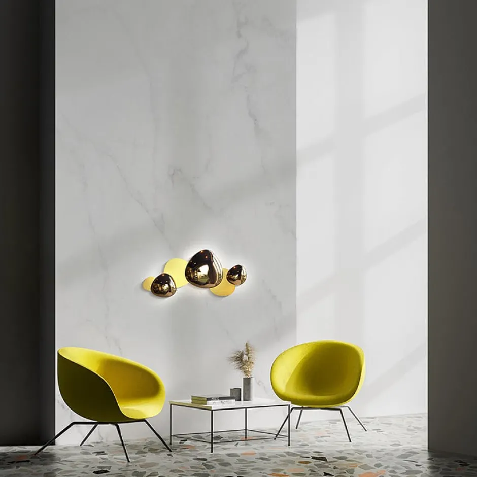 ELY Appliques|Applique murale moderne, galets argent brillants et mats