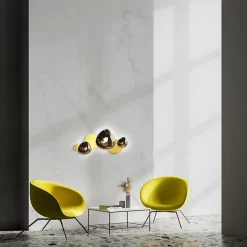 ELY Appliques|Applique murale moderne, galets argent brillants et mats 27 cm