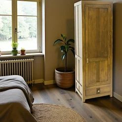 Gala Armoires Vintage|Armoires En Bois|Armoire Bonnetière Hévéa 1 porte, 1 tiroir 65x55x195cm