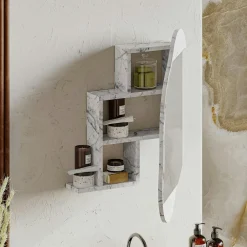 CODY Miroirs|Meubles De Salle De Bains·Rangement Salle De Bains|Armoire de toilette organique blanche 1 miroir