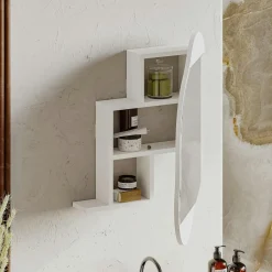 CODY Miroirs|Meubles De Salle De Bains·Rangement Salle De Bains|Armoire de toilette organique effet marbre 1 miroir