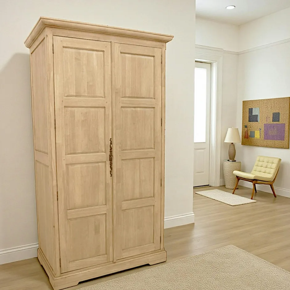 Helena Armoires Vintage|Armoires En Bois|Armoire dressing 2 portes hévéa 110x62x195cm