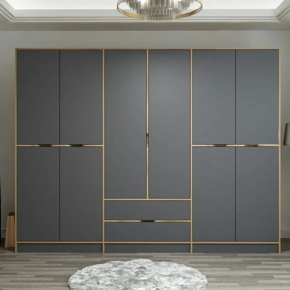 BYRON Armoires En Bois|Meubles De Chambre·Dressings|Armoire dressing chambre effet bois & blanc 277 cm