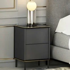 BYRON Armoires En Bois|Meubles De Chambre·Dressings|Armoire dressing chambre effet bois, 8 portes grises