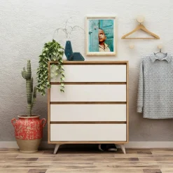 BYRON Armoires En Bois|Meubles De Chambre·Dressings|Armoire dressing chambre effet bois, 8 portes blanches