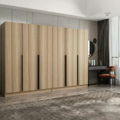 BYRON Armoires En Bois|Meubles De Chambre·Dressings|Armoire dressing design effet bois 2 portes verre L 270 cm