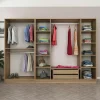BYRON Armoires En Bois|Meubles De Chambre·Dressings|Armoire dressing ouvert effet noyer, 3 portants