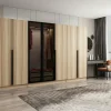 BYRON Armoires En Bois|Meubles De Chambre·Dressings|Armoire dressing XXL effet bois - 2 portes verre L.315 cm