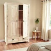 Tessa Armoires Vintage|Armoires En Bois|Armoire Hévéa 2 portes, 2 tiroirs 120x56x196cm