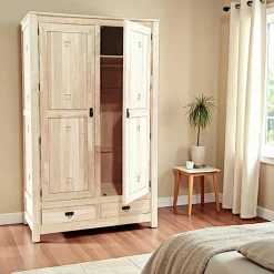 Tessa Armoires Vintage|Armoires En Bois|Armoire Hévéa 2 portes, 2 tiroirs 120x56x196cm