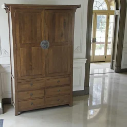 Maori Armoires Vintage|Armoires En Bois|Armoire Hévéa 2 portes, 6 tiroirs 120x45x175cm