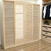 New Orléans Armoires Vintage|Armoires En Bois|Armoire Hévéa 4 portes coulissantes Persiennes 200x60x200cm NEW ORLEANS