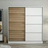 BYRON Armoires En Bois|Meubles De Chambre·Dressings|Armoire penderie à portes coulissantes, blanc & effet bois