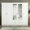 BYRON Armoires En Bois|Meubles De Chambre·Dressings|Armoire penderie blanche à moulures, 5 portes 2 miroirs