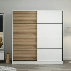 BYRON Armoires En Bois|Meubles De Chambre·Dressings|Armoire penderie blanche portes coulissantes L.180 cm