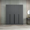 BYRON Armoires En Bois|Meubles De Chambre·Dressings|Armoire penderie design gris rainuré H 210 cm