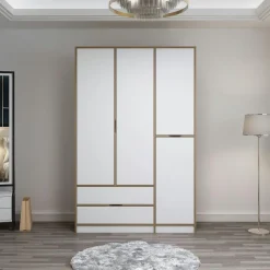 BYRON Armoires En Bois|Meubles De Chambre·Dressings|Armoire penderie moderne - 6 portes blanches L.185 cm
