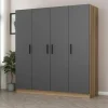 BYRON Armoires En Bois|Meubles De Chambre·Dressings|Armoire penderie moderne effet bois et gris