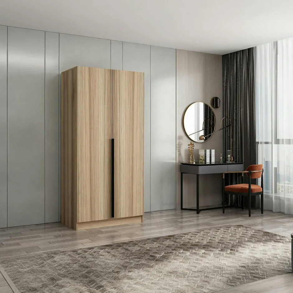 BYRON Armoires En Bois|Meubles De Chambre·Dressings|Armoire penderie moderne effet bois - 2 portes