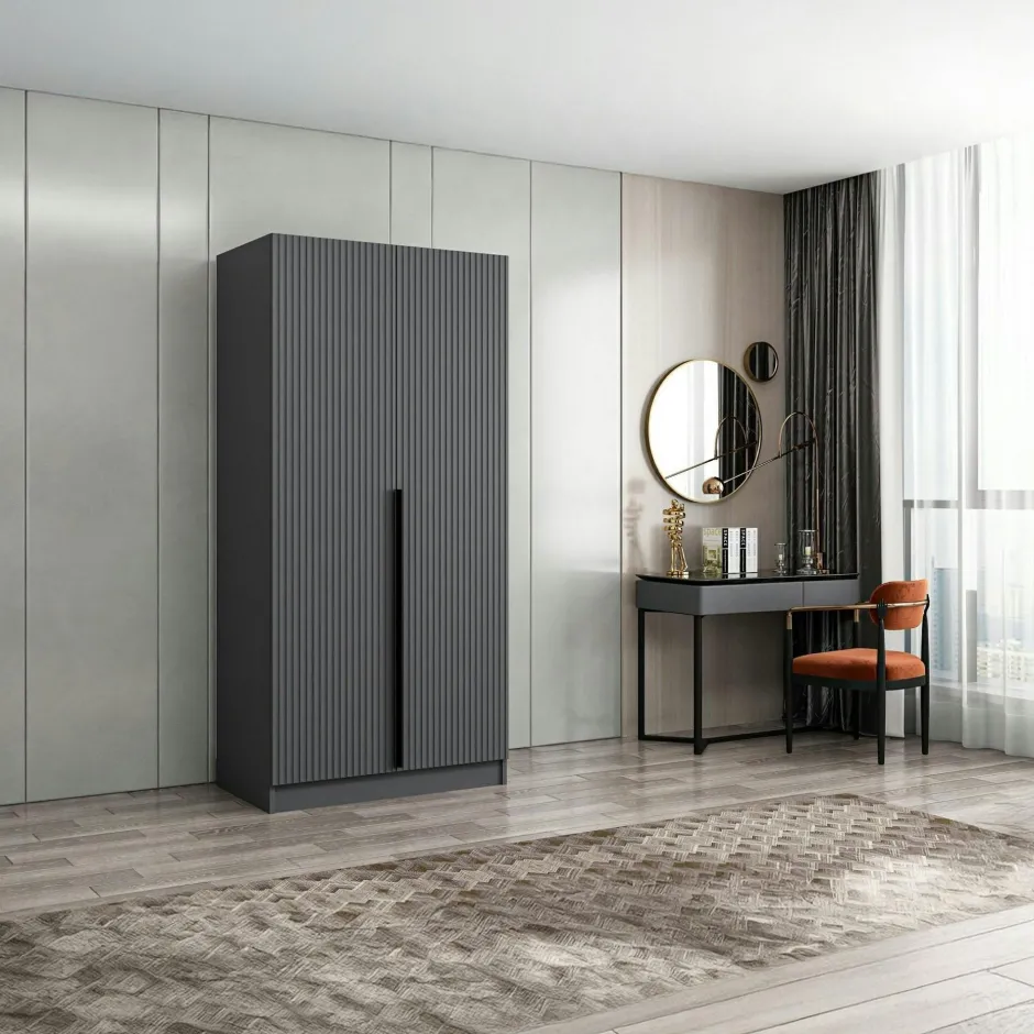 BYRON Armoires En Bois|Meubles De Chambre·Dressings|Armoire penderie moderne effet bois - 2 portes