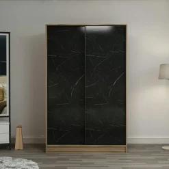 BYRON Armoires En Bois|Meubles De Chambre·Dressings|Armoire penderie portes coulissantes, effet marbre