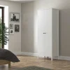 BYRON Armoires En Bois|Armoire étroite blanche 2 portes, 10 étagères