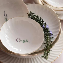 Arts De La Table·Vaisselle|Assiette dessert blanche motifs fleurs, porcelaine (x6) ELDA