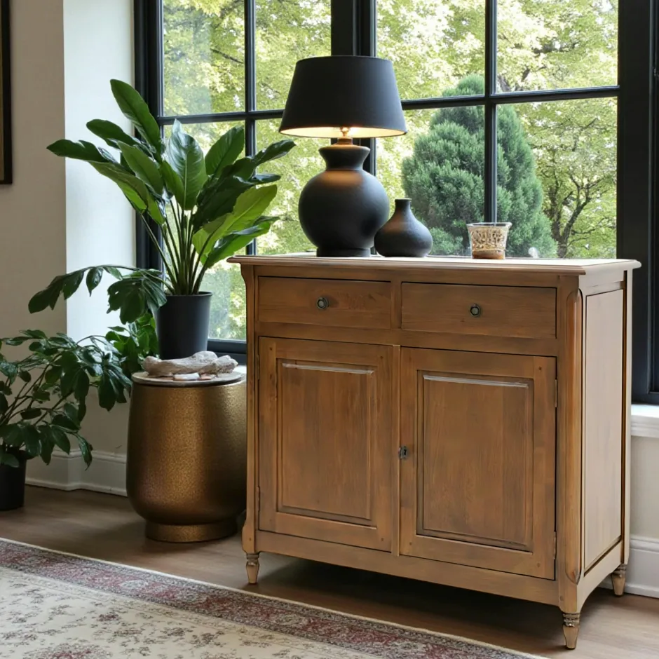 Tradition Buffets En Bois|Buffets En Bois|Bahut bas ancien hévéa 100x90cm