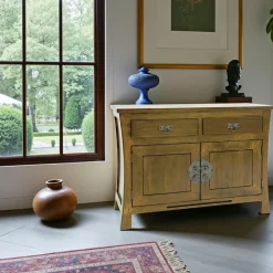 Maori Buffets Bas|Buffet Bas|Bahut bas asiatique 2 portes hévéa 98cm