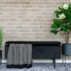 BRUGES Rangements Déco·Malles|Banc avec rangement en velours noir
