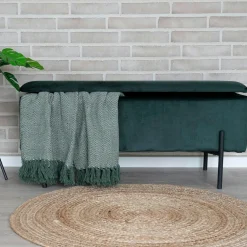 BRUGES Rangements Déco·Malles|Banc coffre en velours vert