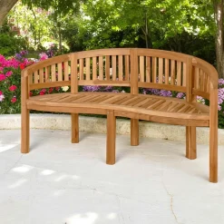 MENDOZA Bancs De Jardin|Banc de jardin arrondi en bois de teck 150 cm