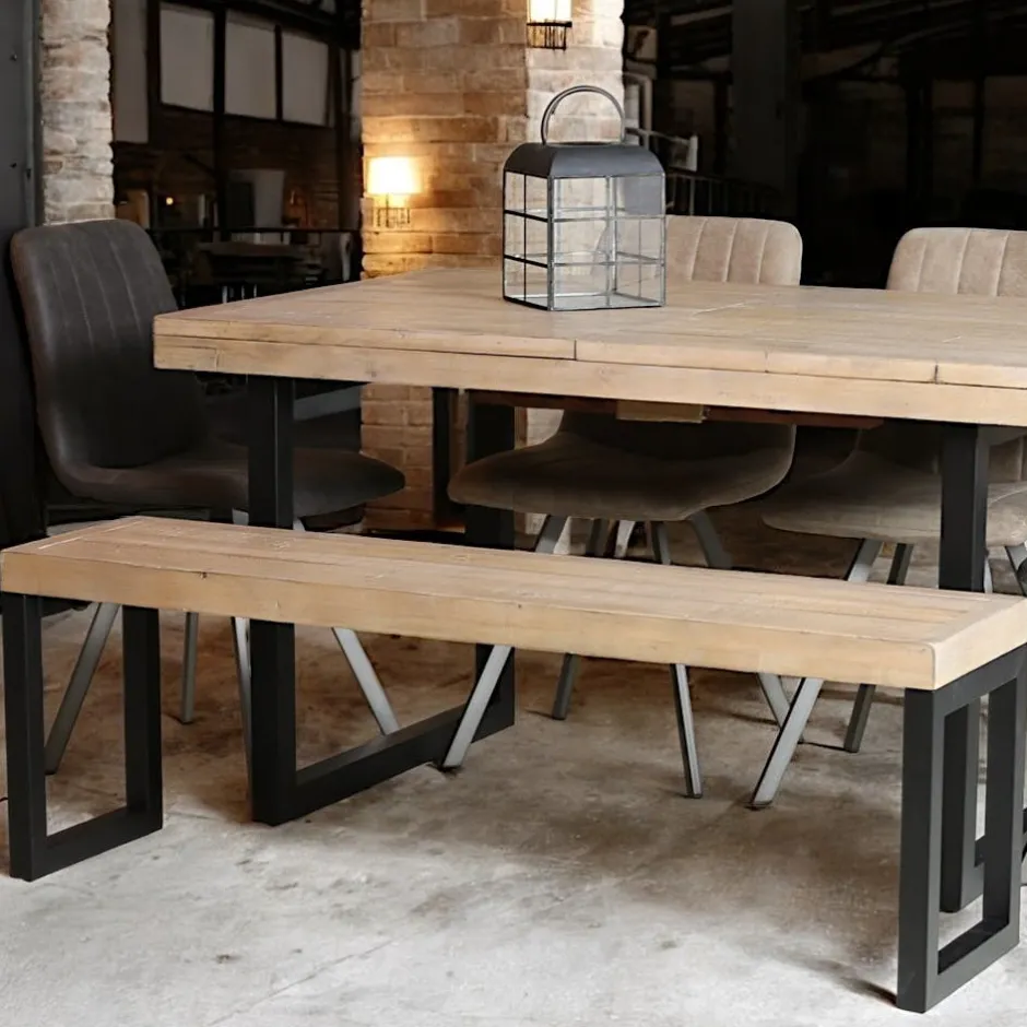 AUCKLAND Bancs Industriels|Banc de table en bois recyclé 140 cm