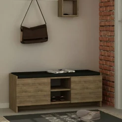 MARFA Meubles D'Entrée·Vestiaires|Meubles D'Entrée·Vestiaires / Meubles À Chaussures|Banc d'entrée effet chêne avec rangement chaussures