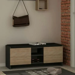 MARFA Meubles D'Entrée·Vestiaires|Meubles D'Entrée·Vestiaires / Meubles À Chaussures|Banc d'entrée noir avec rangement chaussures