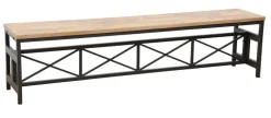 Loft / Loft Colors Bancs Industriels|Banc en Hévéa recyclé naturel et pieds métal avec croisillons 180x36x45cm LOFT