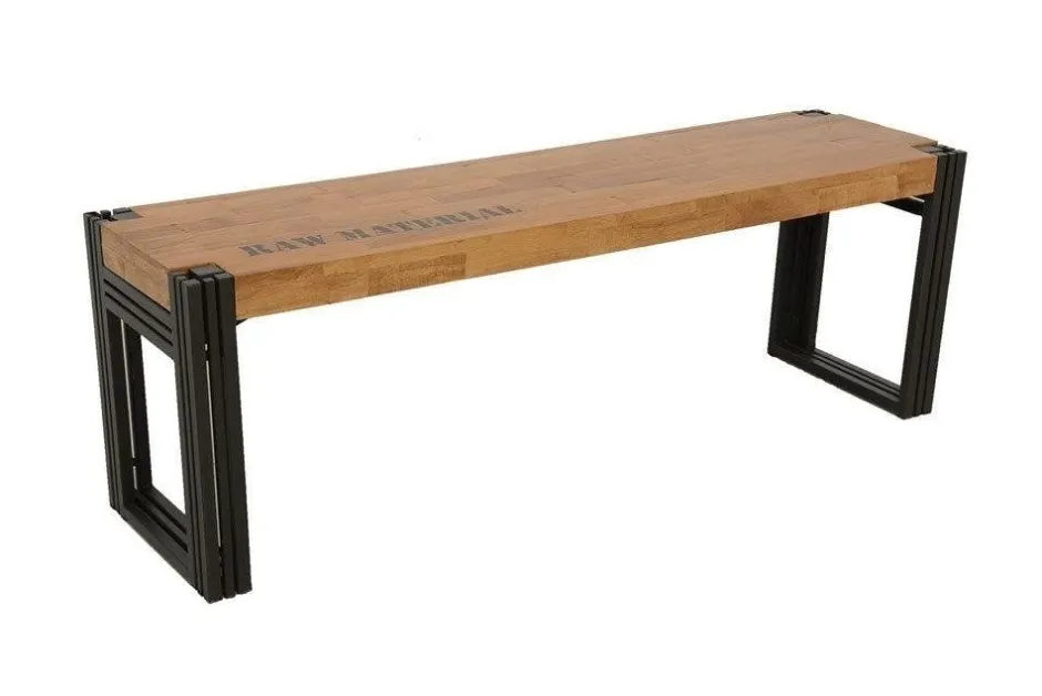 Docker Bancs Industriels|Banc hévéa recyclé naturel et métal noirci 135X36X45cm
