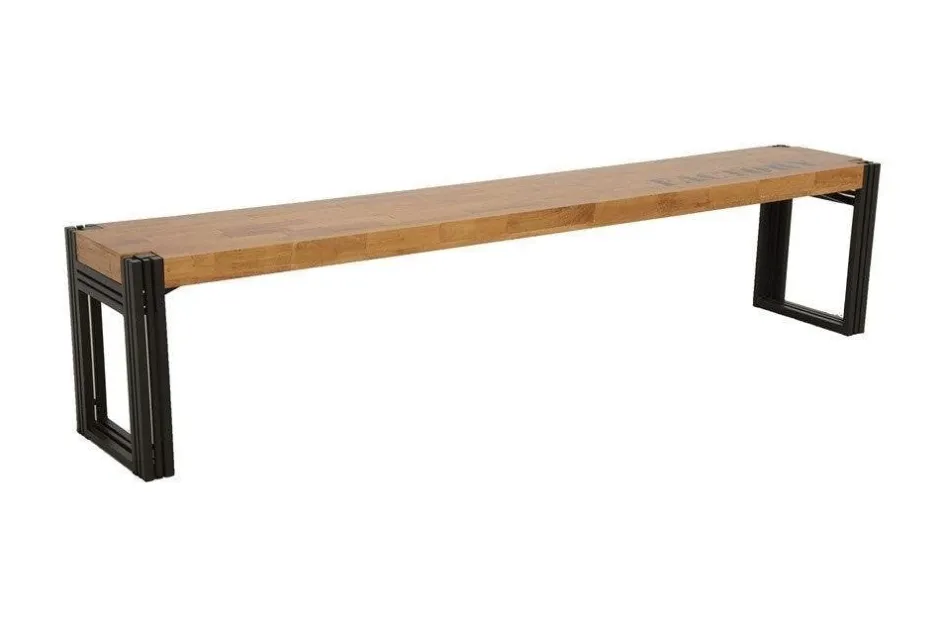 Docker Bancs Industriels|Banc hévéa recyclé naturel et métal noirci 135X36X45cm