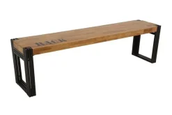Docker Bancs Industriels|Banc hévéa recyclé naturel et métal noirci 135X36X45cm