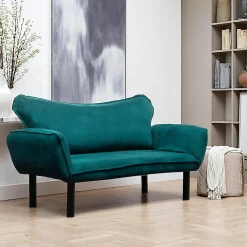 LUCCA Canapés En Tissu|Canapés 2 Places|Banquette-lit bleu canard - ultra-compact,