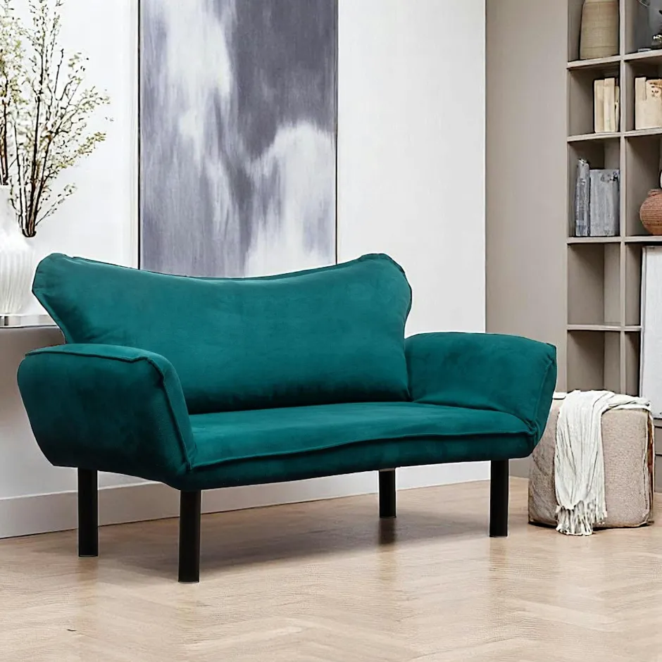 LUCCA Canapés En Tissu|Canapés 2 Places|Banquette-lit bleu canard - ultra-compact,