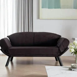 LUCCA Canapés 2 Places|Canapés Convertibles|Banquette-lit noire - format compact