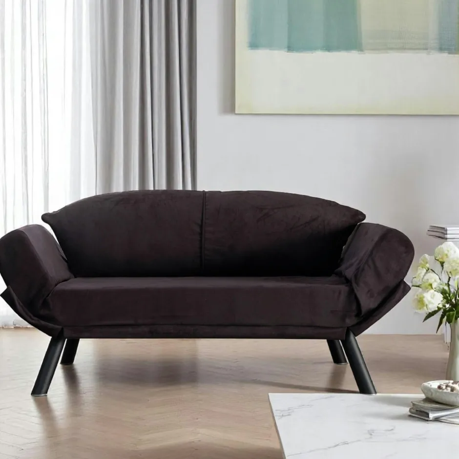 LUCCA Canapés 2 Places|Canapés Convertibles|Banquette-lit noire - format compact