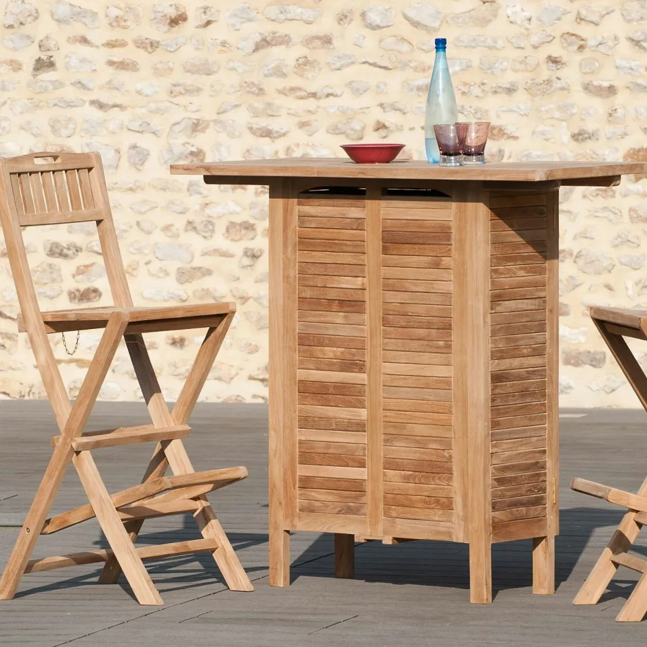 SUMMER Tables Hautes De Jardin|Bar de jardin en Teck brut massif 120cm